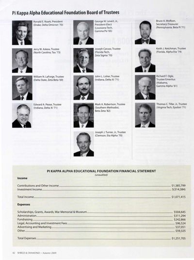 Pi Kappa Alpha Educational Foundation Board of Trustees, Autumn 2009